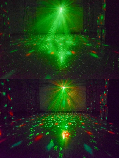 Лазерный проектор - дискошар музыкальный Party Light Box с пультом (RGB laser, LED, 120°)-5