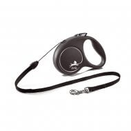 Flexi рулетка Black Design S (до 12 кг) 5 м трос черный/серебро
